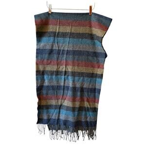 Foxford Irish Wool Scarf Wrap Striped Herringbone Print